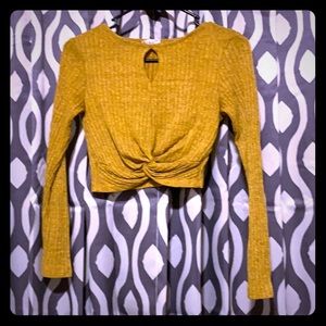 Long sleeve mustard collar crop top